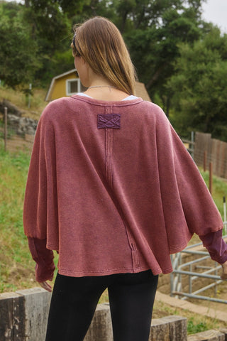 Acid Washed Batwing Pullover