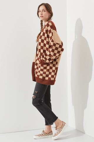 CHECKERED OVERSIZED SWEATER JJK5031P PLUS