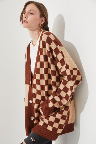 CHECKERED OVERSIZED SWEATER JJK5031P PLUS