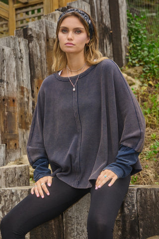 Acid Washed Batwing Pullover