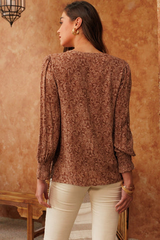 Vintage Leaf Paisley Print Blouse