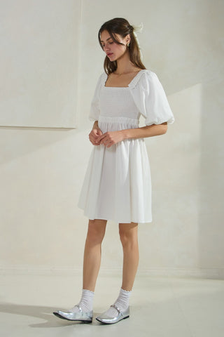 Solid Poplin Babydoll Mini Dress