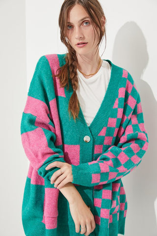 CHECKERED OVERSIZED SWEATER JJK5031P PLUS