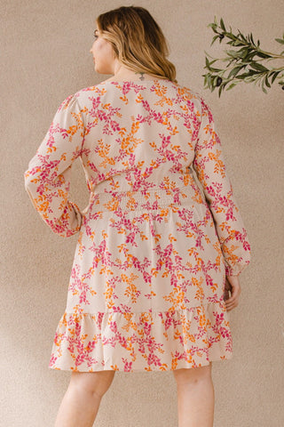Stretchy Leaf Print Swing Mini Dress