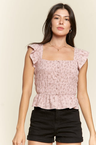 Floral print ruffled top PLUS