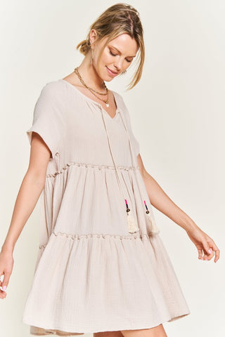 Fringe String Short Sleeve Dress