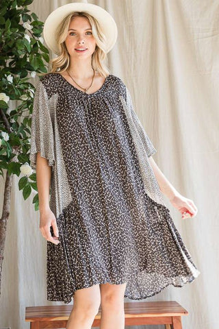 FLORAL PRINT RUFFLE DRESS PLUS