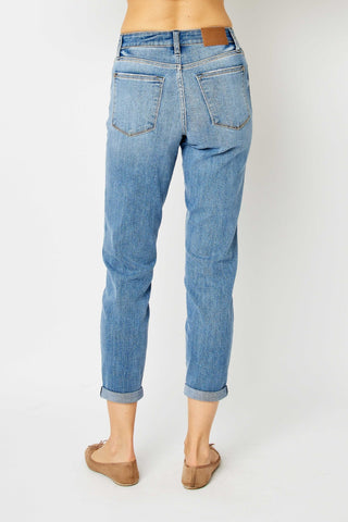 Judy Blue Cuffed Hem Low Waist Relaxed Skinny Jeans