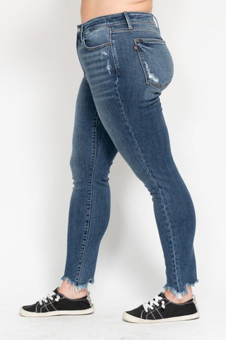 Judy Blue High Waisted Skinny With Destroy & Shark Bit Hem