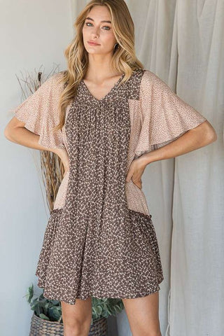 FLORAL PRINT RUFFLE DRESS PLUS