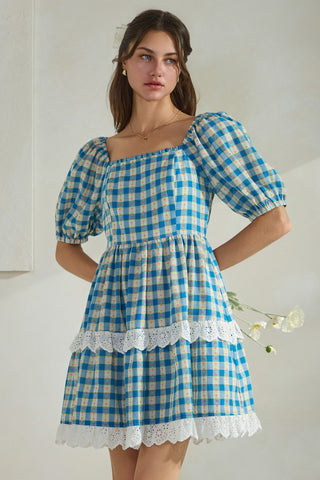 Plaid Mini Baby Doll Dress