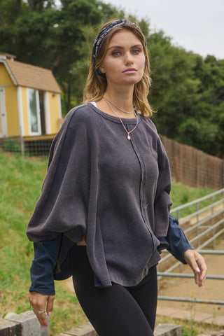 Acid Washed Batwing Pullover