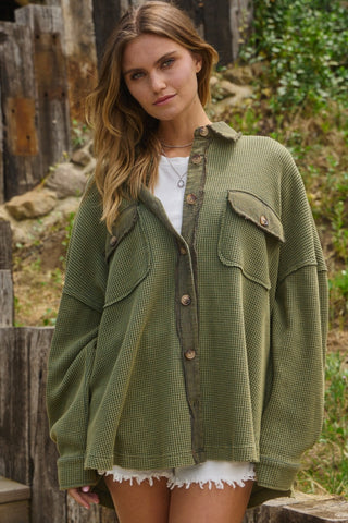 Washed Thermal Oversized Shacket