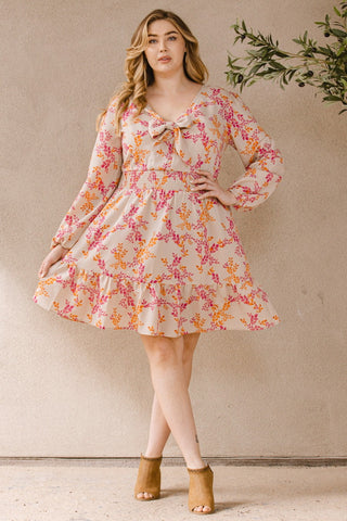 Stretchy Leaf Print Swing Mini Dress