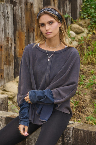 Acid Washed Batwing Pullover