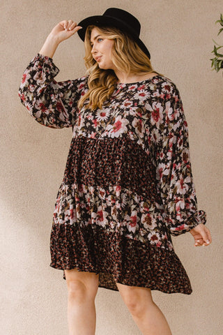 Floral Print Mix Tiered Dress