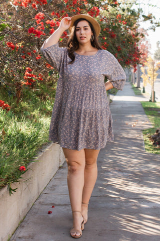 Floral Printed Babydoll Mini Dress