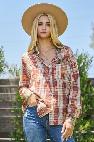 Bleach Washed Long Sleeve Shirt