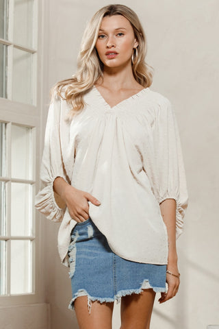 Balloon Sleeve Woven Blouse