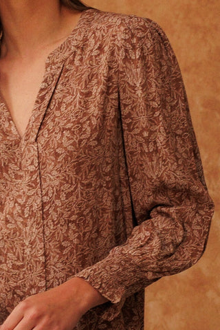 Vintage Leaf Paisley Print Blouse