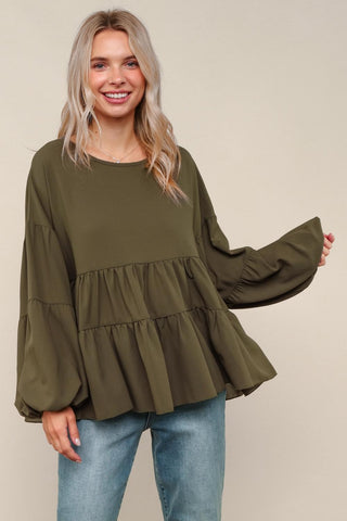 Solid Babydoll Oversized Top