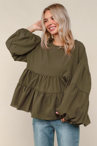 Solid Babydoll Oversized Top