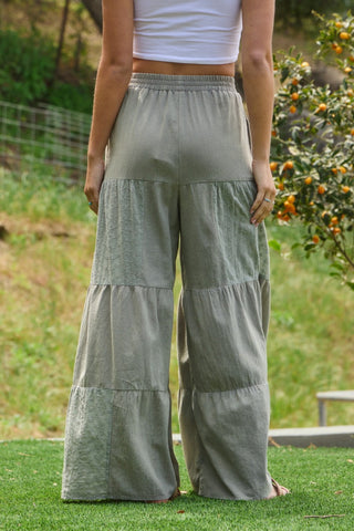 Acid Washed Tiered Palazzo Pants