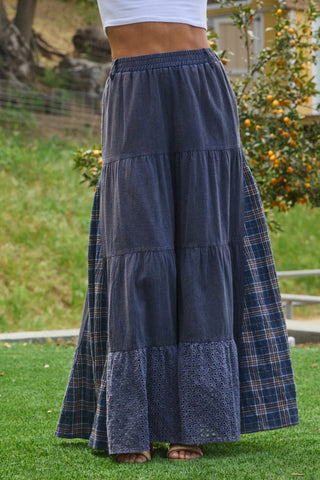 Acid Washed Tiered Palazzo Pants