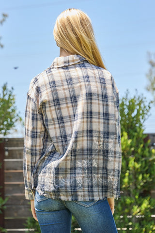 Bleach Washed Long Sleeve Shirt