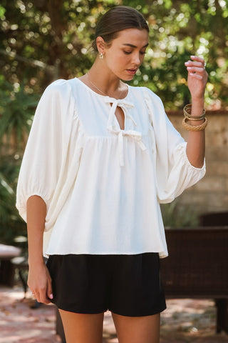 Solid Airflow Batwing 3/4 Sleeve Top