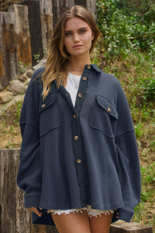 Washed Thermal Oversized Shacket