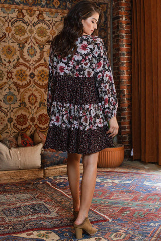 Floral Print Mix Tiered Dress