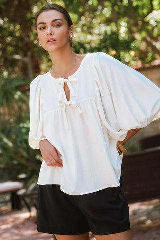 Solid Airflow Batwing 3/4 Sleeve Top