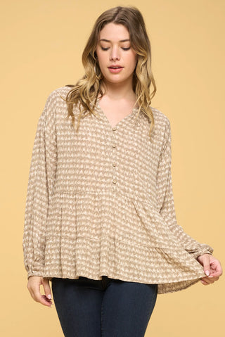 Tie-dye Geo Print Tiered Babydoll