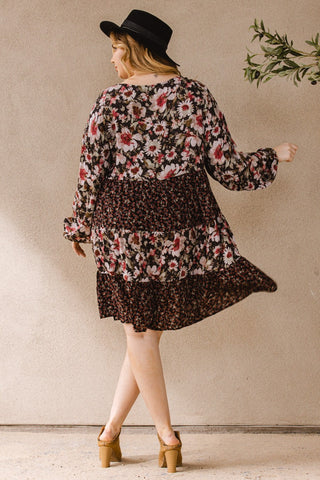 Floral Print Mix Tiered Dress