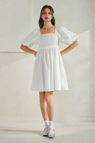 Solid Poplin Babydoll Mini Dress