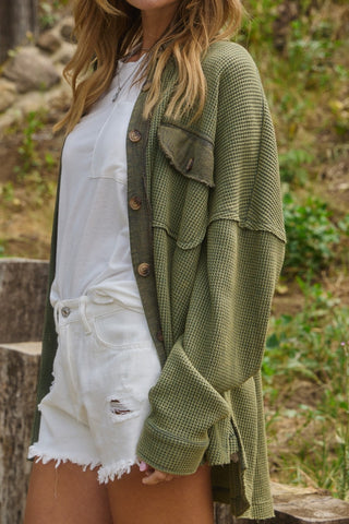 Washed Thermal Oversized Shacket