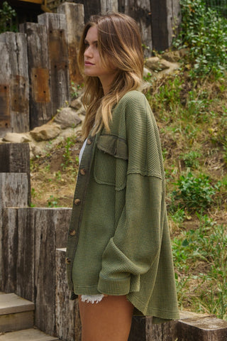 Washed Thermal Oversized Shacket