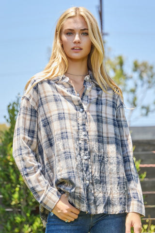 Bleach Washed Long Sleeve Shirt