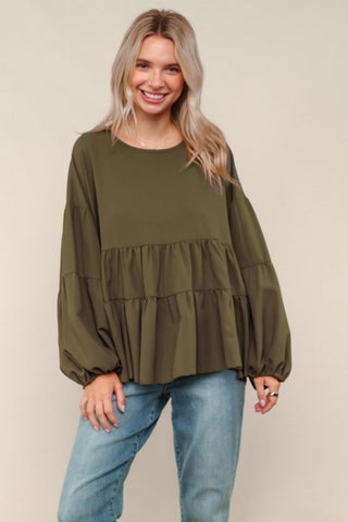 Solid Babydoll Oversized Top