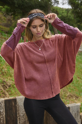 Acid Washed Batwing Pullover