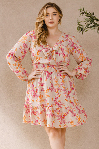 Stretchy Leaf Print Swing Mini Dress