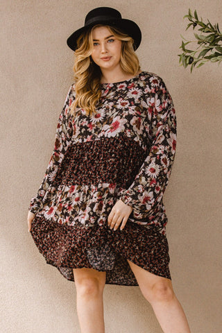 Floral Print Mix Tiered Dress