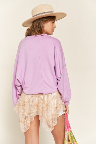 PLUS TERRY BATWING SLEEVE TOP