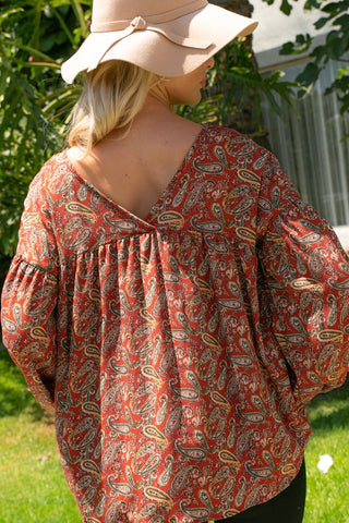 PLUS PAISLEY BABY DOLL TOP