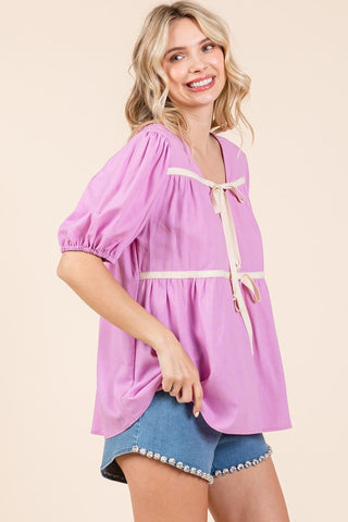 Piping Detail Babydoll Top