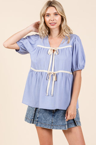 Piping Detail Babydoll Top