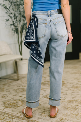 Judy Blue Mid Rise Boyfriend Jean with Bandana Loop