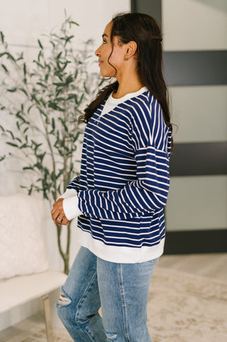 The Sailor Drop Shoulder Pullover in Navy