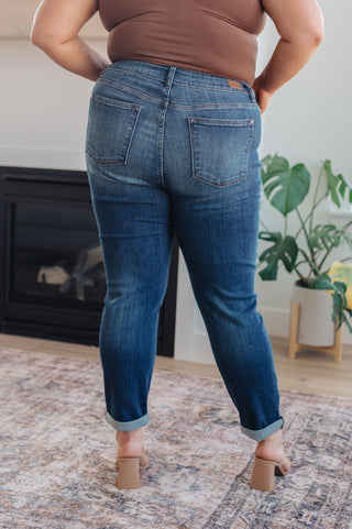 Judy Blue Cuffed Relaxed Skinny Dark Wash Jeans